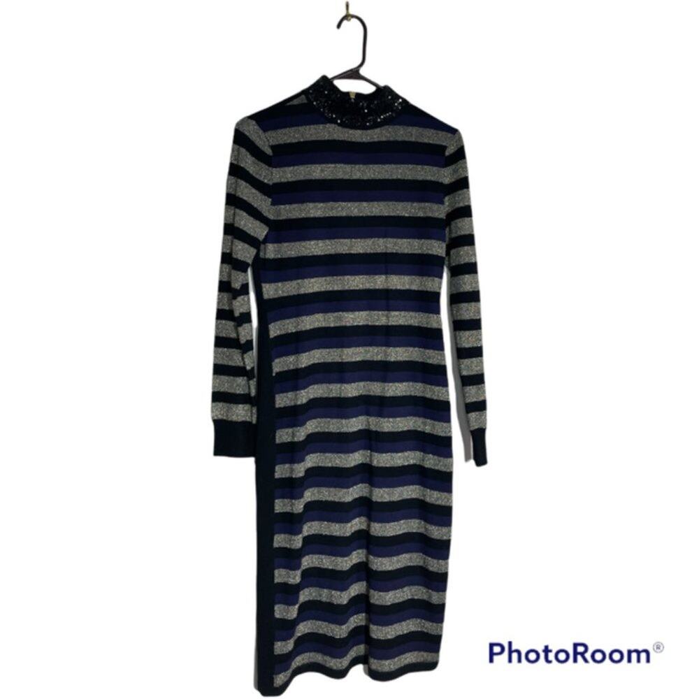 Eliza J Glitter Stripe Sweater Dress Medium